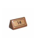 Solid wooden table number with gold plate