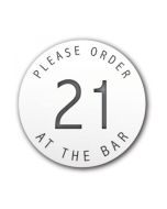 Table Number Discs White for Restaurant / Cafe / Pub - Please Order At The Bar - Pk 10