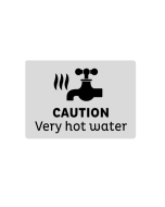 Caution Very Hot Water Sign - Wall Mounted Aluminium - Satin Silver EN054
