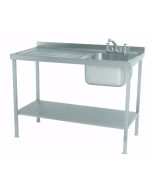 Parry Single Bowl Left Hand Drainer Sink - Stainless Steel L1400 x W700 x W900 - SINK1470L