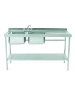 Parry Double Bowl Right Hand Drainer Sink - Stainless Steel L1800 x W700 x W875 - SINK1870DBR