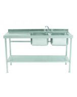 Parry Double Bowl Left Hand Drainer Sink - Stainless Steel L1500 x W600 x W900 - SINK1560DBL