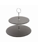 Genware Slate 2-Tier Cake Stand 20/25cm