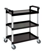 Genware Large 3 Tier Pp Trolley Black Shelves