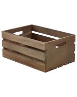 Wooden Crate Dark Rustic Finish 34X23X15cm - Genware