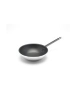 Genware Wok Flat Base 30cm Teflon Plus