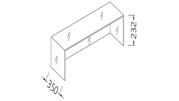 Diamond TS Option : Glass Structure, Neutral Cash Counter (Frontal Glass Pane, Upper And 2 Laterals) In (Ml)