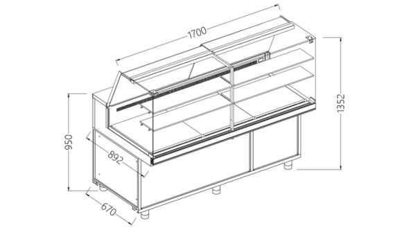 Diamond PA17X Display Counter Neutral X Bakery En & Gn, High Glass