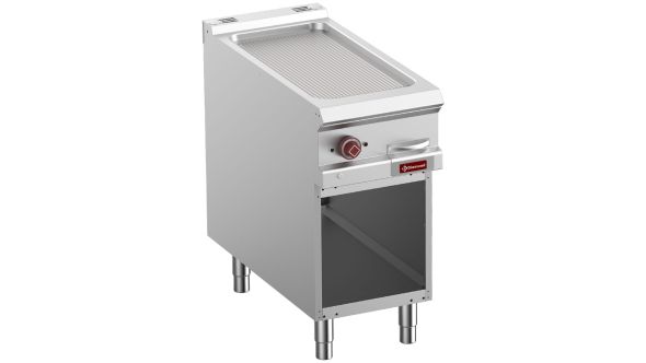 Diamond E9/PRA4-N Freestanding Grooved Electric Fry Top Griddle on Netrual Open cupboard, 7kW