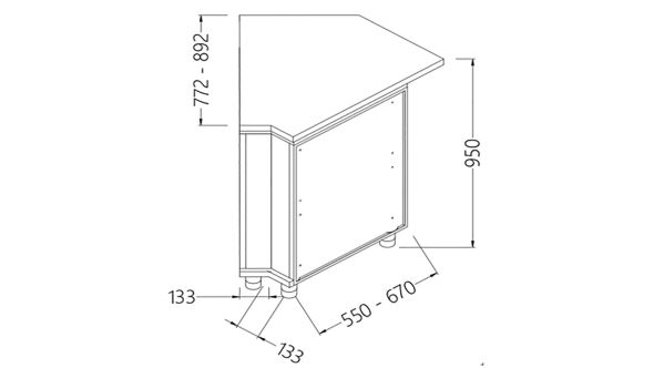 Diamond CC45X/5 Neutral Bar Counter Units_Cashier Section 45Â° (Closed)