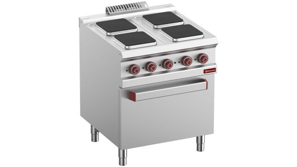 Diamond E7/4PQF7-N 4 Squared Hobs Freestanding Electric Range Cooker on Electric Oven, 15.7kW