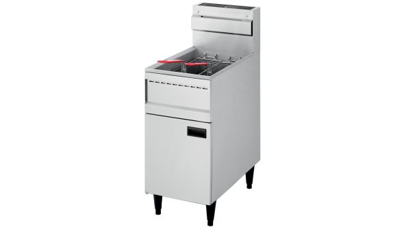Diamond FGHR-23/N Double Basket Freestanding Gas Fryer on Neutral Closed Cupboard