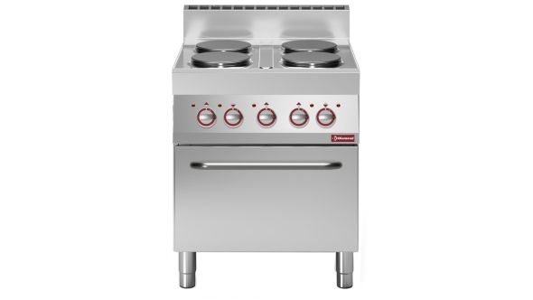 Diamond E65/4PFV7-N 4 Rounded Hobs Freestanding Electric Range Cooker on Electric Oven, 14.36kW