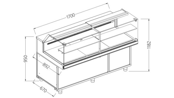 Diamond VB17XR/R Snack Patisserie Display Counter with Understorage, 1700mm