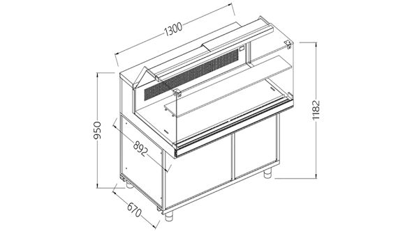 Diamond CFB13XR Static Hot & Cold Patisserie Deli Display Counter, 1300mm