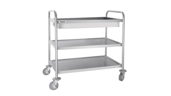 Vogue Stainless Steel 3 Tier Deep Tray Clearing Trolley