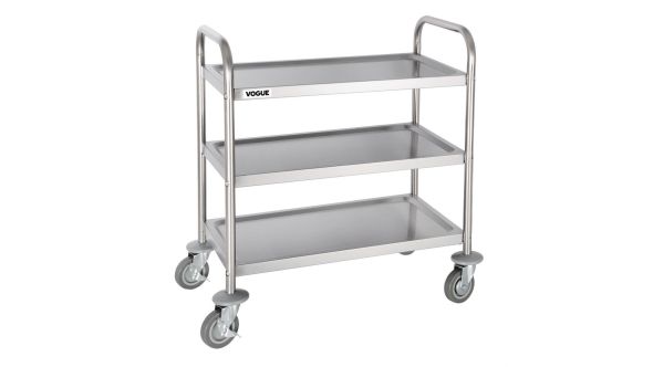 Vogue Stainless Steel 3 Tier Clearing Trolley Small