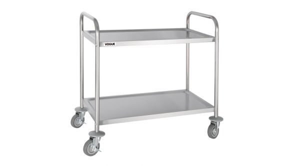 Vogue Stainless Steel 2 Tier Clearing Trolley Medium