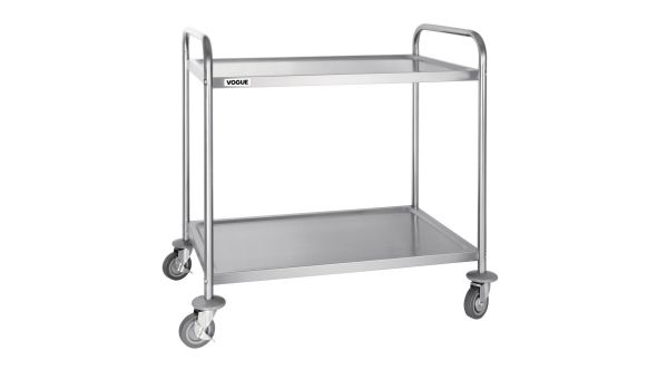 Vogue Stainless Steel 2 Tier Clearing Trolley Large