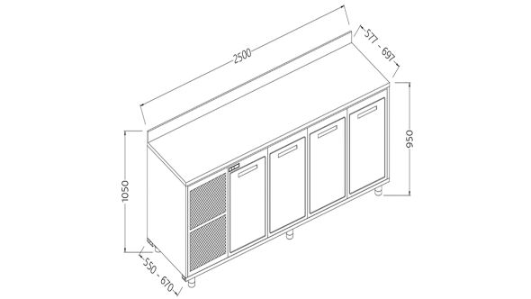 Diamond NLV25X/5 Neutral Rear Cabinet, With Backsplash