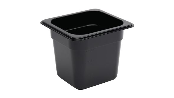 Vogue Polycarbonate 1/6 Gastronorm Container 150mm Black