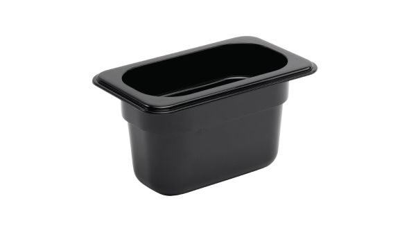 Vogue Polycarbonate 1/9 Gastronorm Container 100mm Black