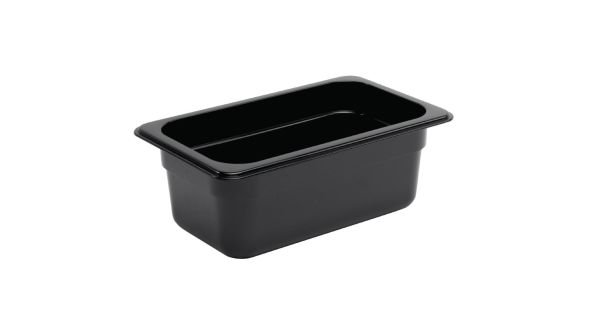 Vogue Polycarbonate 1/4 Gastronorm Container 100mm Black