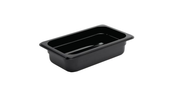 Vogue Polycarbonate 1/4 Gastronorm Container 65mm Black