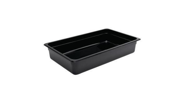 Vogue Polycarbonate 1/1 Gastronorm Container 100mm Black