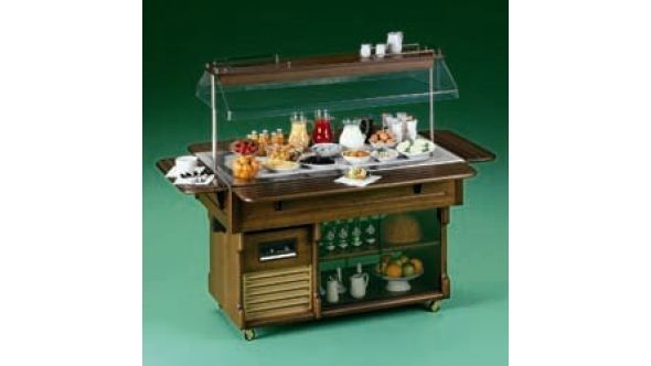 Diamond BRINA4MLUX-LIQ Dark Walnut Wood Refrigerated Buffet Bar, 4 x 1/1 GN