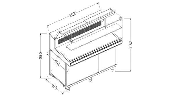 Diamond SB15XR/R Snack Patisserie Display Counter with Understorage, 1500mm