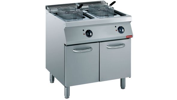 Diamond E17/F30A8-N Double Basket Freestanding Electric Fryer on 2 Neutral Closed Cupboards, 20kW