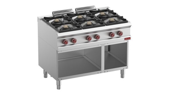 Diamond G7/6BA11-RN 6 Burner Gas Range on Open Cupboard