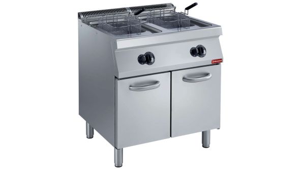 Diamond G17/F30A8-N Double Basket Freestanding Gas Fryer on 2 Neutral Closed Cupboards