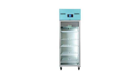 LEC Medical PGR600UK Glass Single Door Pharmacy Freestanding Upright Refrigerator, 600 Litres