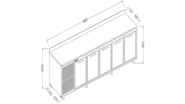 Diamond NLV30X/5 Neutral Rear Cabinet, With Backsplash
