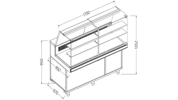 Diamond SA17XR/R Snack Patisserie Display Counter with Understorage, 1700mm