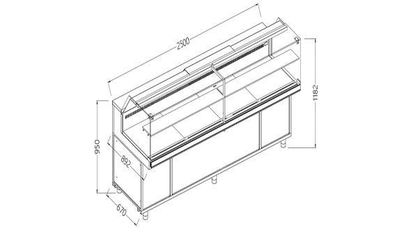 Diamond VB25XR Snack Patisserie Display Counter, 2500mm
