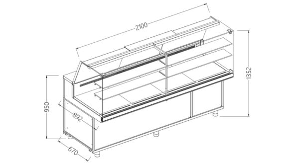 Diamond PA21X Display Counter Neutral X Bakery En & Gn, High Glass