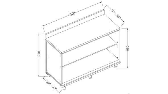 Diamond NL15X/5 Neutral Rear Cabinet, With Backsplash
