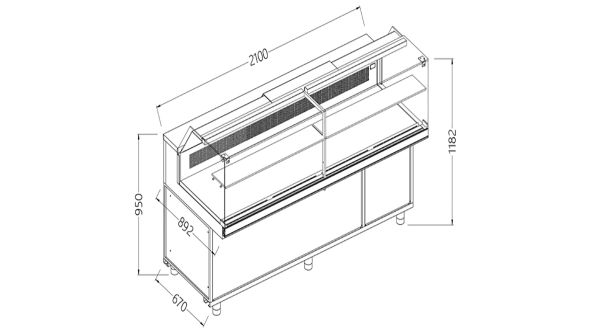 Diamond SB21XR/R Snack Patisserie Display Counter with Understorage, 2100mm