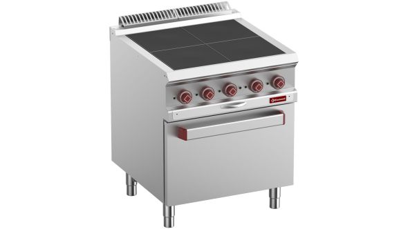 Diamond E7/4SPFV7-N 4 Squared Hobs Freestanding Electric Range Cooker on Electric Convection Oven, 12.6kW