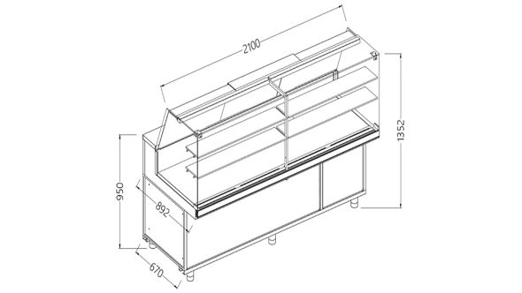 Diamond CA21XR/R Hot & Dry Patisserie Display Counter with Understorage, 2100mm