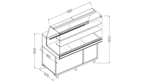 Diamond VA15X Snack Patisserie Display Counter, 1500mm