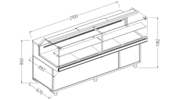 Diamond PB21X Display Counter Neutral X Bakery En & Gn, Low Glass