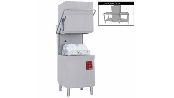 Diamond DXE8/6/A 500mm Basket Passthrough Hood Dishwasher with 2 Entry/Exit Tables