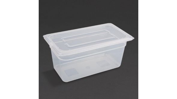 Vogue Polypropylene 1/3 Gastronorm Container with Lid 150mm (4 pack)