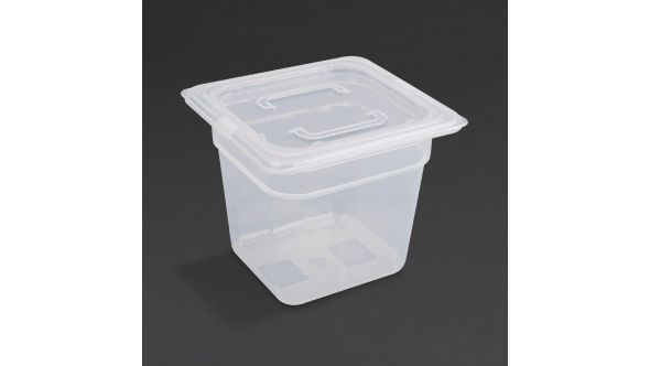 Vogue Polypropylene 1/6 Gastronorm Container with Lid 150mm (4 pack)