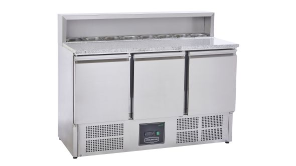 Sterling Pro Cobus SPU903PZ 3 Door Pizza Counter Granite Top 8 x GN1/6, 402 Litres