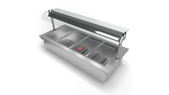 Moffat D4BM Drop-In Bain Marie Dry Heat Model with Curved Glass Open Front Gantry